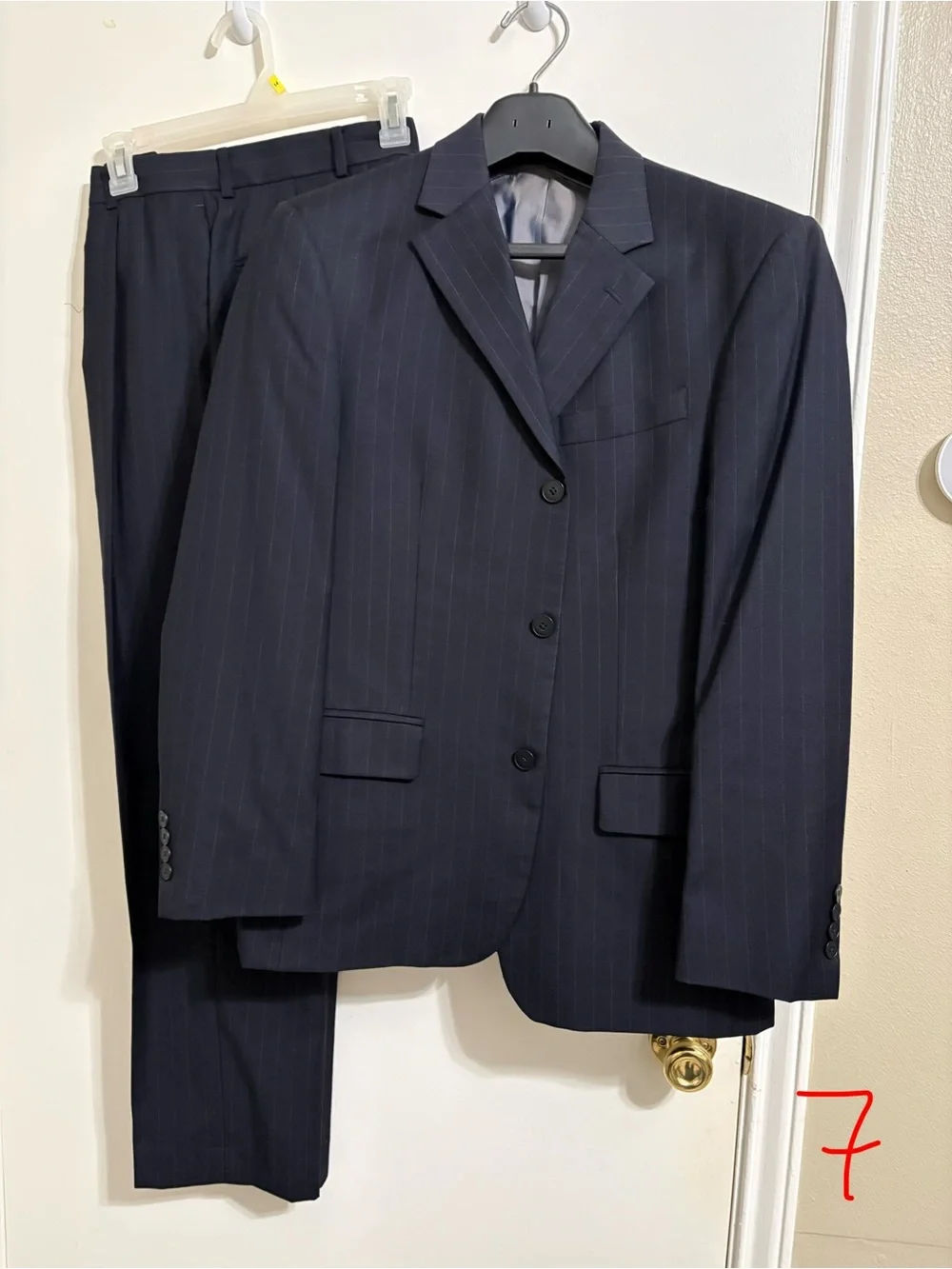 Oscar de la Renta Navy Pinstripe Suit - 3-Button Blazer & Trousers